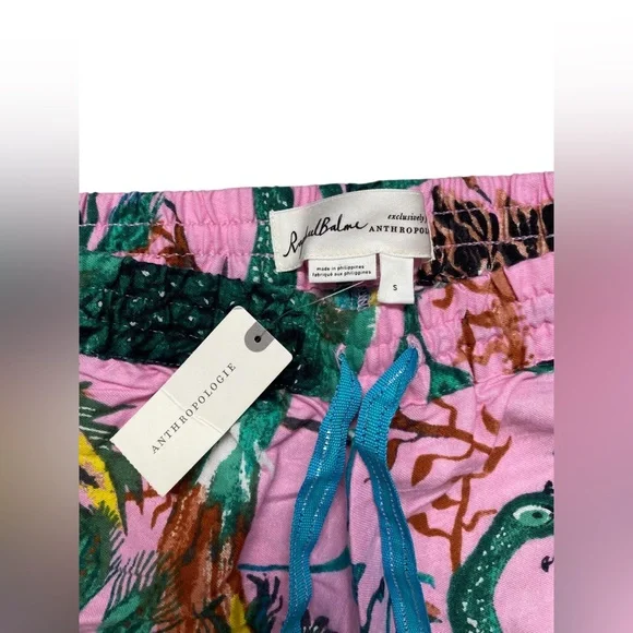 Raphael Balme for Anthropologie Peacock Flannel Sleep Pink Pants Size S - Picture 7 of 12